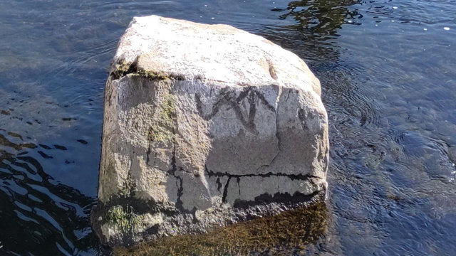 Weiße Steine / Ränder durch Kieselalgen